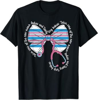 Stethoscope Coquette Bow Baby Blanket Mother Baby Nurse T-Shirt