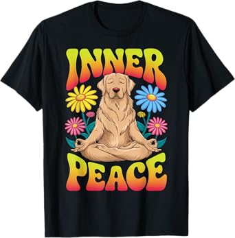 Golden Retriever Funny Dog Meditation Yoga Floral T-Shirt