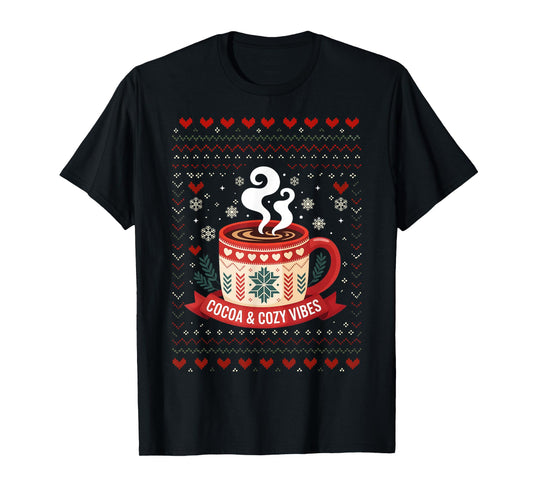 Cocoa Cozy Vibes Snowflake Fall Hot Chocolate Christmas Xmas T-Shirt