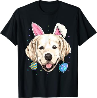 Happy Easter Bunny Golden Retriever Puppy Animal Dog Lover T-Shirt for Men Women Kids