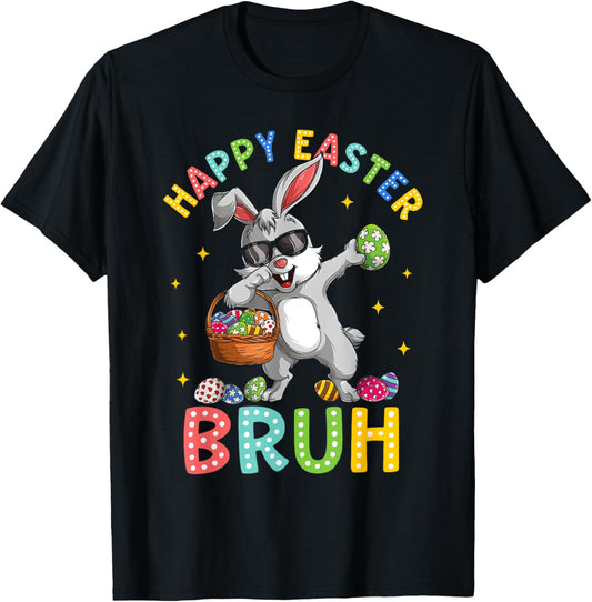 Happy Easter Bruh Funny Bunny Rabbit Easter Kids Boys Mens T-Shirt