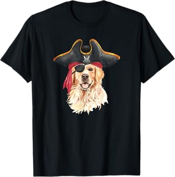 Golden Retriever In Pirate Costume Dog Lovers T-Shirt for Men Women Kids