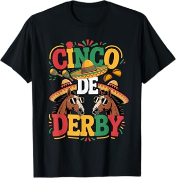 Cinco De Derby Funny Derby De Mayo Taco Horse Racing Vintage T-Shirt