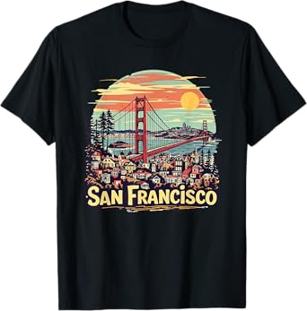 San Francisco Golden Gate Bridge Retro Souvenir Vintage T-Shirt