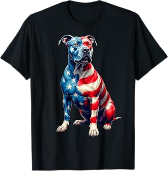 American Flag Pitbull Terrier Pittie Dad Pittie Mom T-Shirt