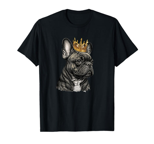 Funny French Bulldog Frenchie with a Golden Crown T-Shirt