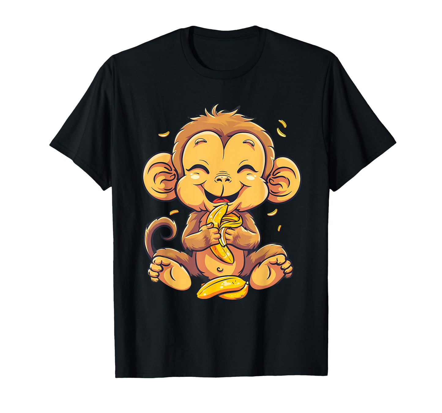 Banana Monkey Cute Monkey Bananas Fruit Artwork Wildlife T-Shirt