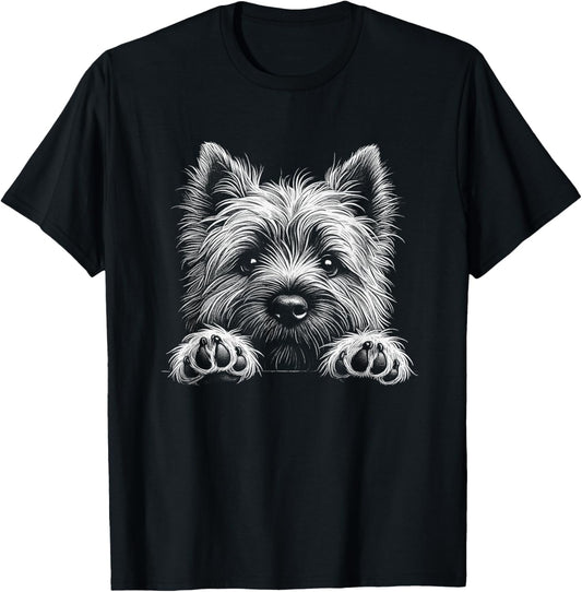 Cairn Terrier Dog Peeking Art Design T-Shirt