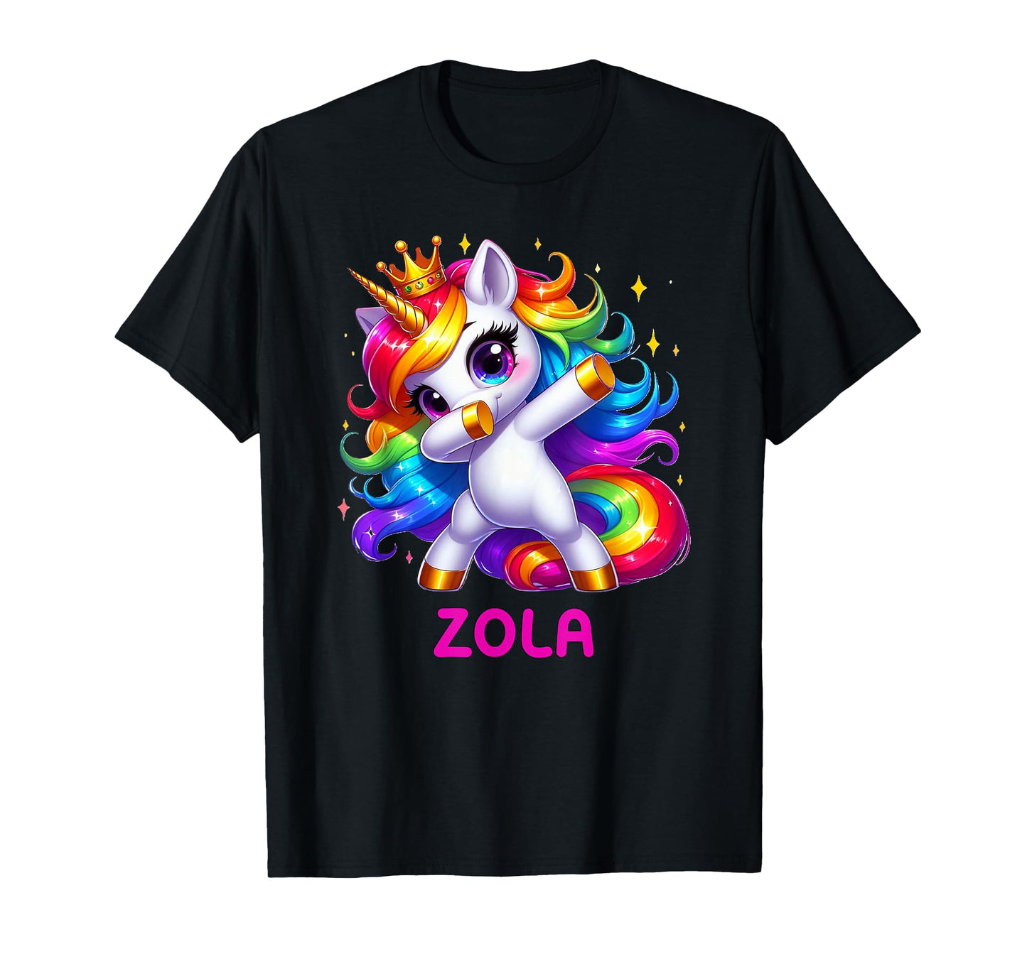 ZOLA Personalized Name Dabbing Unicorn Birthday Queen T-Shirt