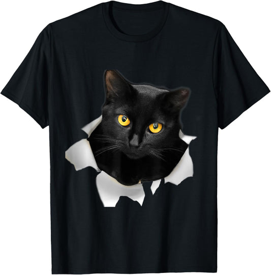 Cute Cat Torn Fabric Funny Cat T-Shirt