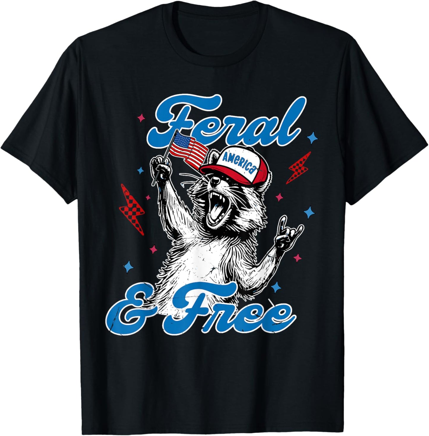 Red White And Feral Hot Dog Raccoon 4th Of July Trash Panda T-Shirt