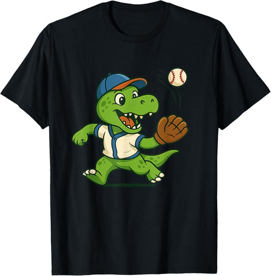 Funny Baseball Dinosaur Boy Player Sport Love T-Rex Girl T-Shirt
