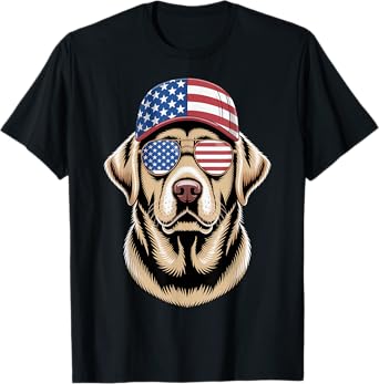 Labrador Retriever with USA Flag T-Shirt