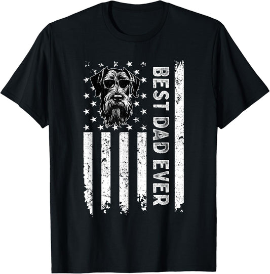 Best Giant Schnauzer Dog Dad Ever Fathers Day USA Flag T-Shirt