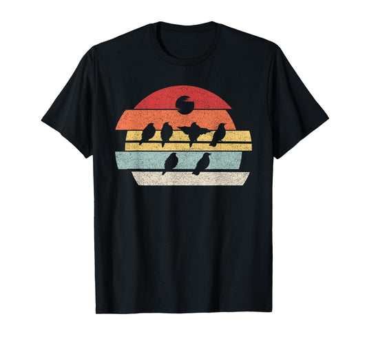 Vintage Retro Birds Shirt Birds On A Wire Nature Birds Lover T-Shirt