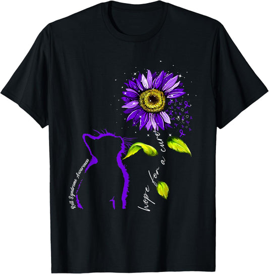 Sunflower Cat Purple Rett Syndrome Awareness T-Shirt