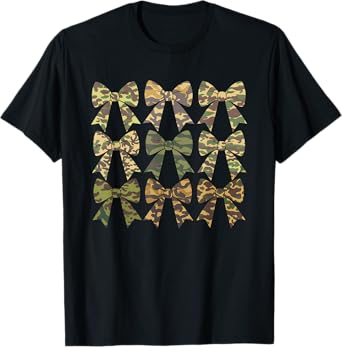 Camouflage Old Camo Bow Camo Coquette Bow Hunting Women Girl T-Shirt