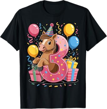 Horse 3rd birthday boy girl 3 years old third three Horse T-Shirt