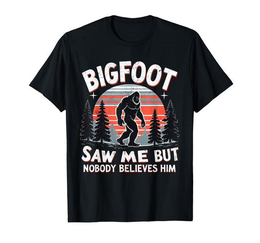 Bigfoot Saw Me Funny Sasquatch Retro Forest Tee T-Shirt