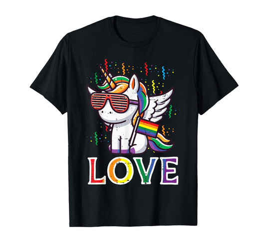 Gay Pride Month Love Unicorn LGBTQ Ally Rainbow Women Girls T-Shirt