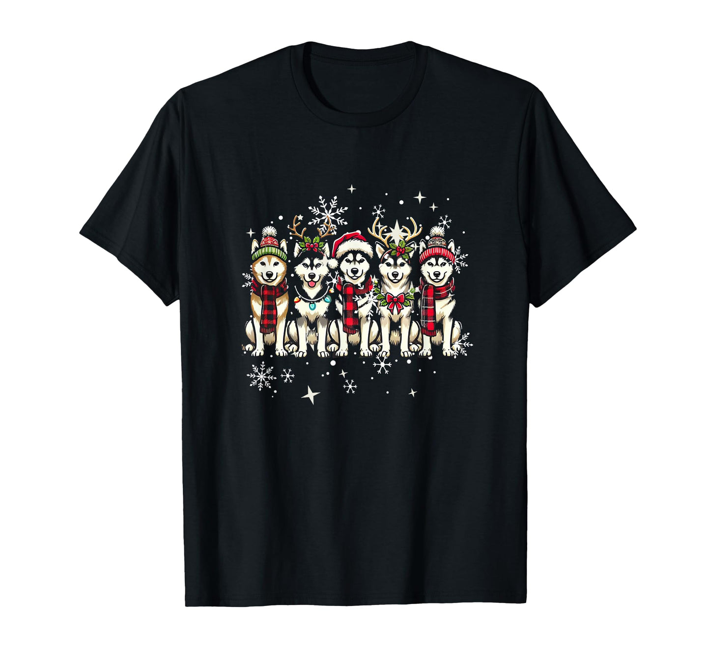 Husky Christmas Santa Hat Xmas Husky Lover T-Shirt