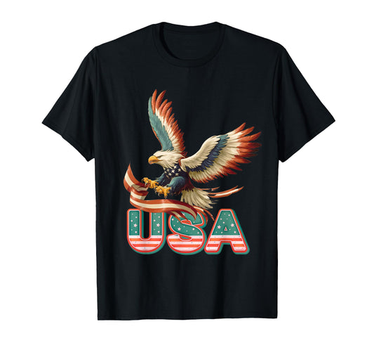Vintage Eagle 4th of July USA Flag Patriotic American T-Shirt