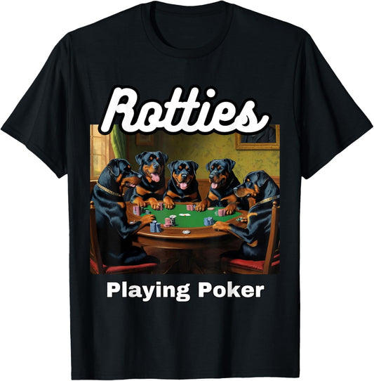 Dogs Playing Poker Dog Rottweilers Rottweiler Card Game T-Shirt