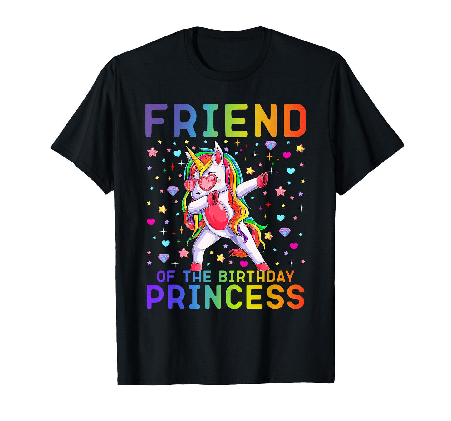 Friend of the Birthday Princess Dabbing Unicorn Rainbow Kids T-Shirt