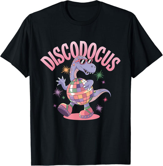 Disco Dancing Dinosaur Diplodocus Dino Funny 70s Disco T-Shirt