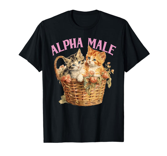 Ironic Humor Alpha Cat Male Funny Kitten Joke Weird Y2K T-Shirt