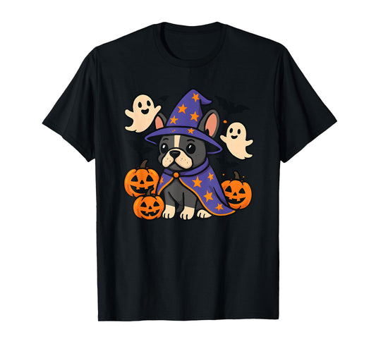 Halloween French Bulldog, Frenchie, Gray, Blue T-Shirt