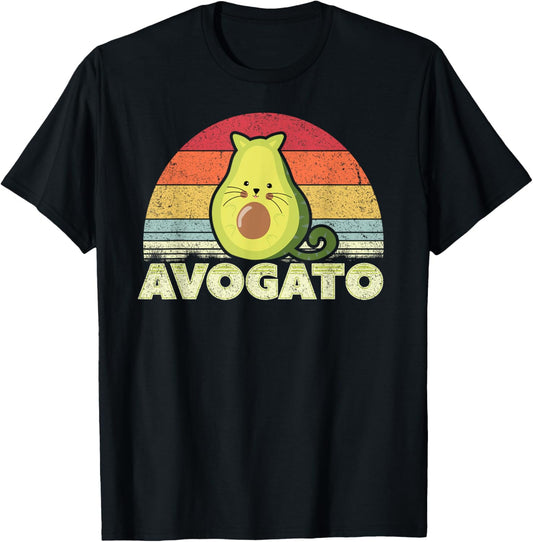 Avogato, Retro Cat Avocado, Cinco De Mayo T-Shirt