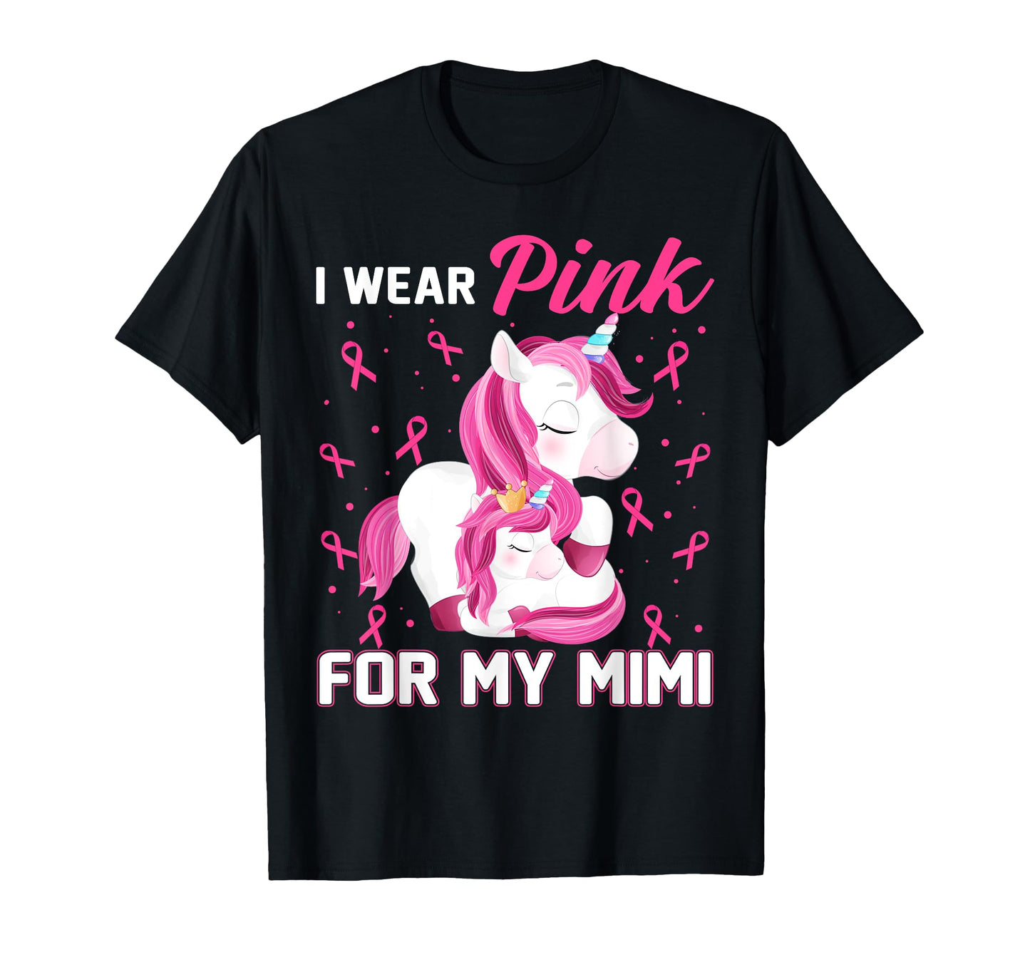 I Wear Pink For My Mimi Breast Cancer Awareness Unicorn T-Shirt