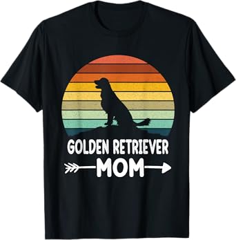Retro Golden Retriever Mom Gifts Golden Retriever Daddy Dog T-Shirt for Men Women Girls Kids