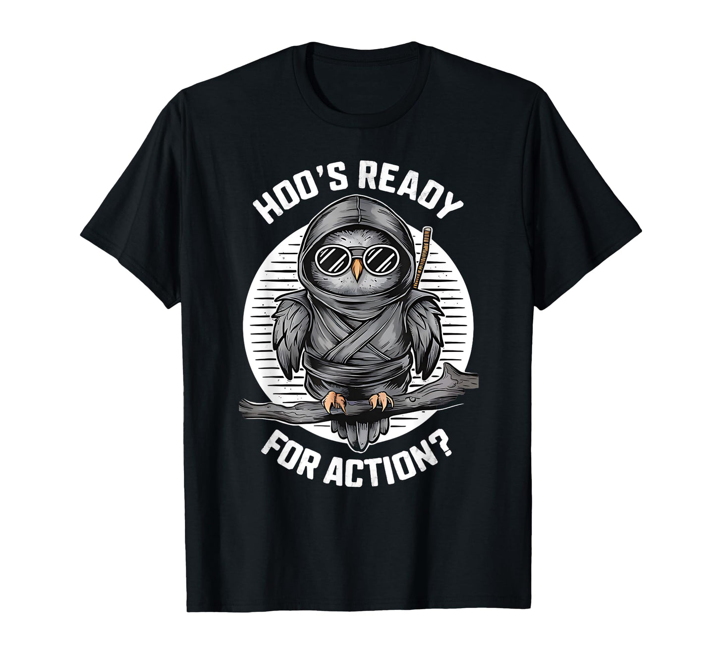 Funny Ninja Owl Birds Lover Night Actions Design T-Shirt