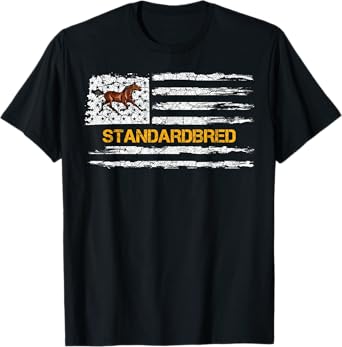 Vintage USA American Flag Standardbred Horse Riding Lover T-Shirt