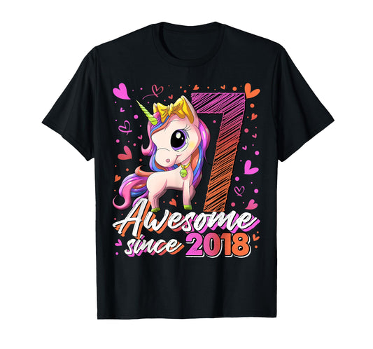 7 Year Old Unicorn Gifts For Girls 7th Birthday Girl Party T-Shirt