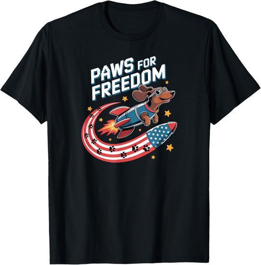 Patriotic Dog Dachshund Paws For 4th of July USA T-Shirt