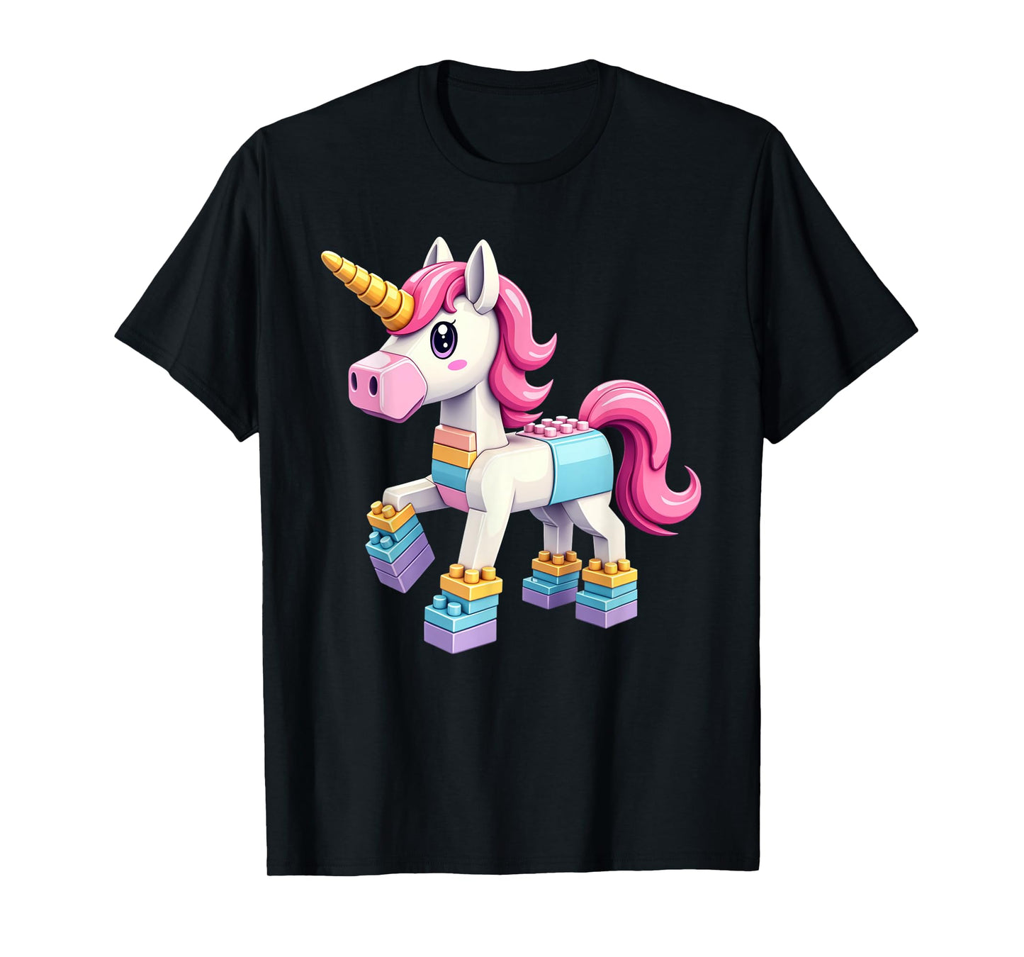 Block Building Unicorn Lover Master Builder Bricks T-Shirt
