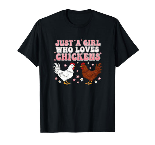 Just A Girl Who Loves Chickens Groovy Chicken Lover Girls T-Shirt