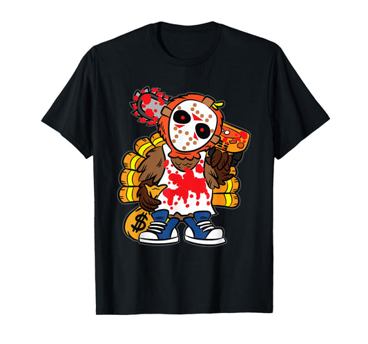 Turkey Horror Movie Thanksgiving Day Funny Bird Fall Autumn T-Shirt