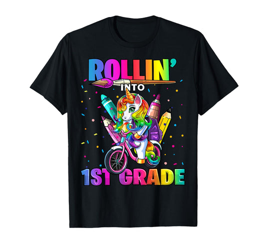 1st Grade Unicorn Back to School First Day of School Girls T-Shirt