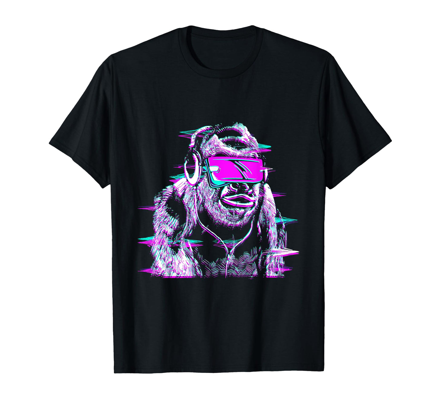 VR and VR Gamer with virtual reality and monkey T-Shirt