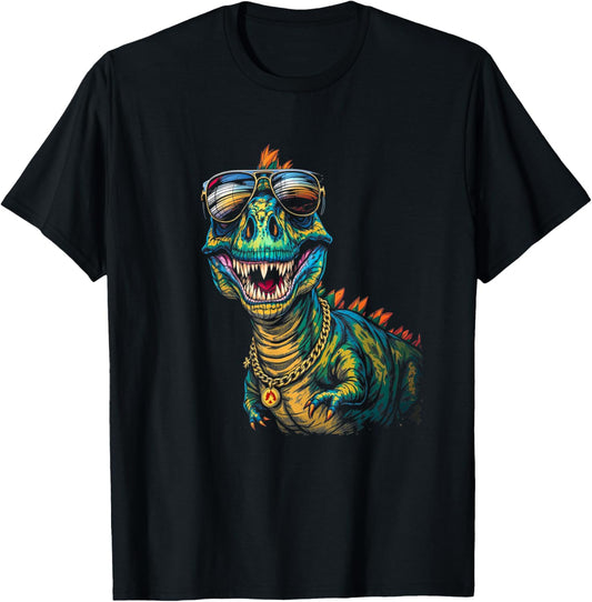 Dinosaur Face Sunglasses, Cool Funny Rebel Boss Hip Dino T-Shirt