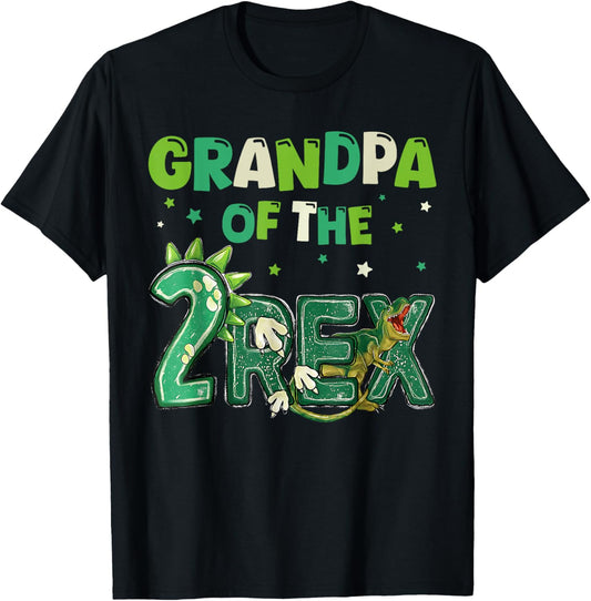 Grandpa of the Two Rex Birthday Dinosaur Family Matching T-Shirt