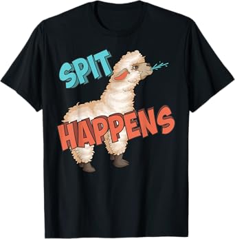 Funny Spit Cute Llama Alpaca Animal Pun Happens Lover Gift T-Shirt