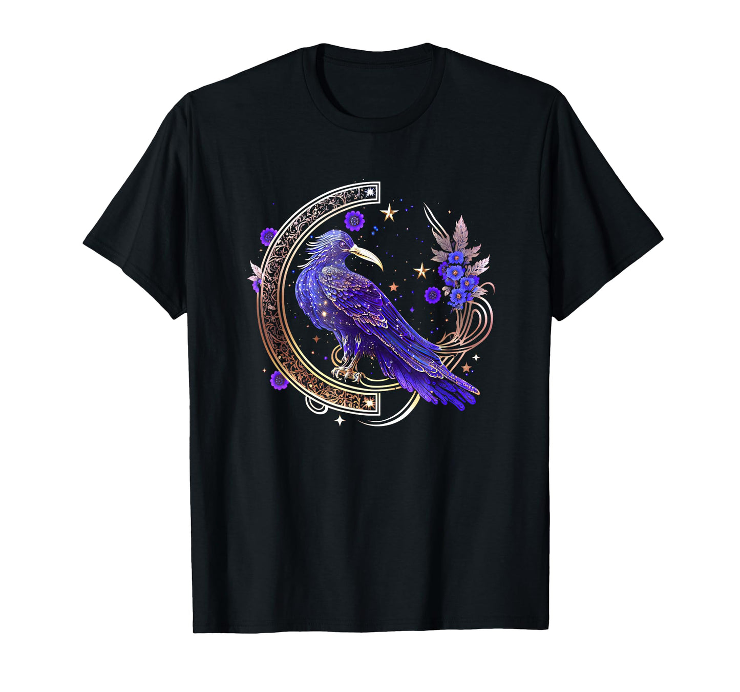 Asgard Trends I Odin Thor Freya Viking Rune Design Mystical Crow, Raven Birds, Nordic, Celtic, Wicca, Morrigan Unisex Casual T-Shirt - Black, Small, Short Sleeve