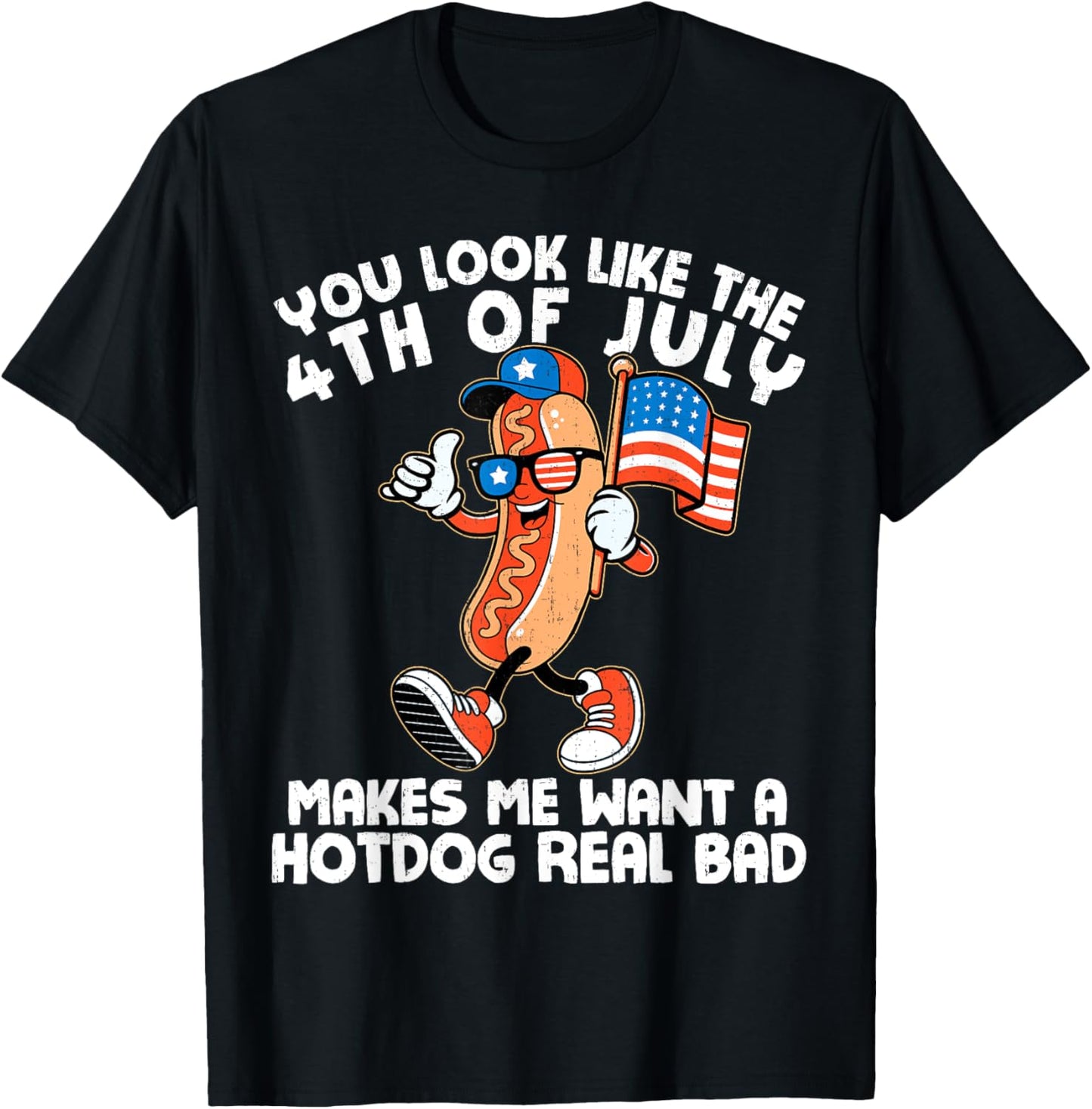 Funny Hotdog Flag Tee for Independence Day Cookout July 4th T-Shirt