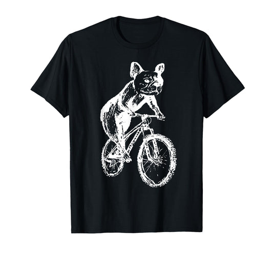 French Bulldog On A Bike Retro Dog Riding Bicycle Cycling T-Shirt