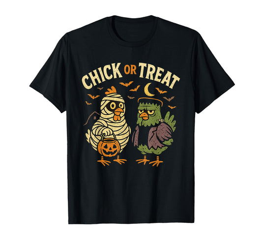 Chick or Treat Shirt Chicken Halloween Shirt Distressed T-Shirt